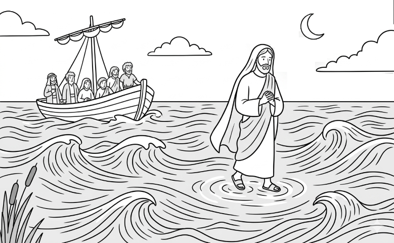Jesús camina per les aigües